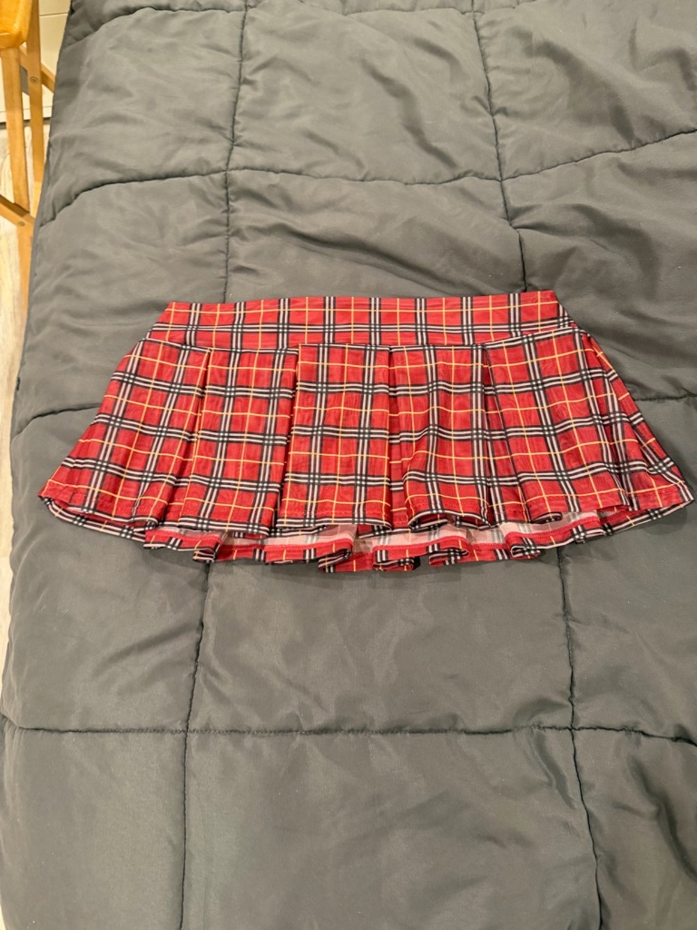 Red Plaid Pleated Mini Skirt